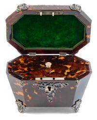A Victorian Silver-Plate Mounted Tortoise Shell Card Box Height 4 x width 4 5/8 x depth 3 1/8 inches. — 19TH CENTURY