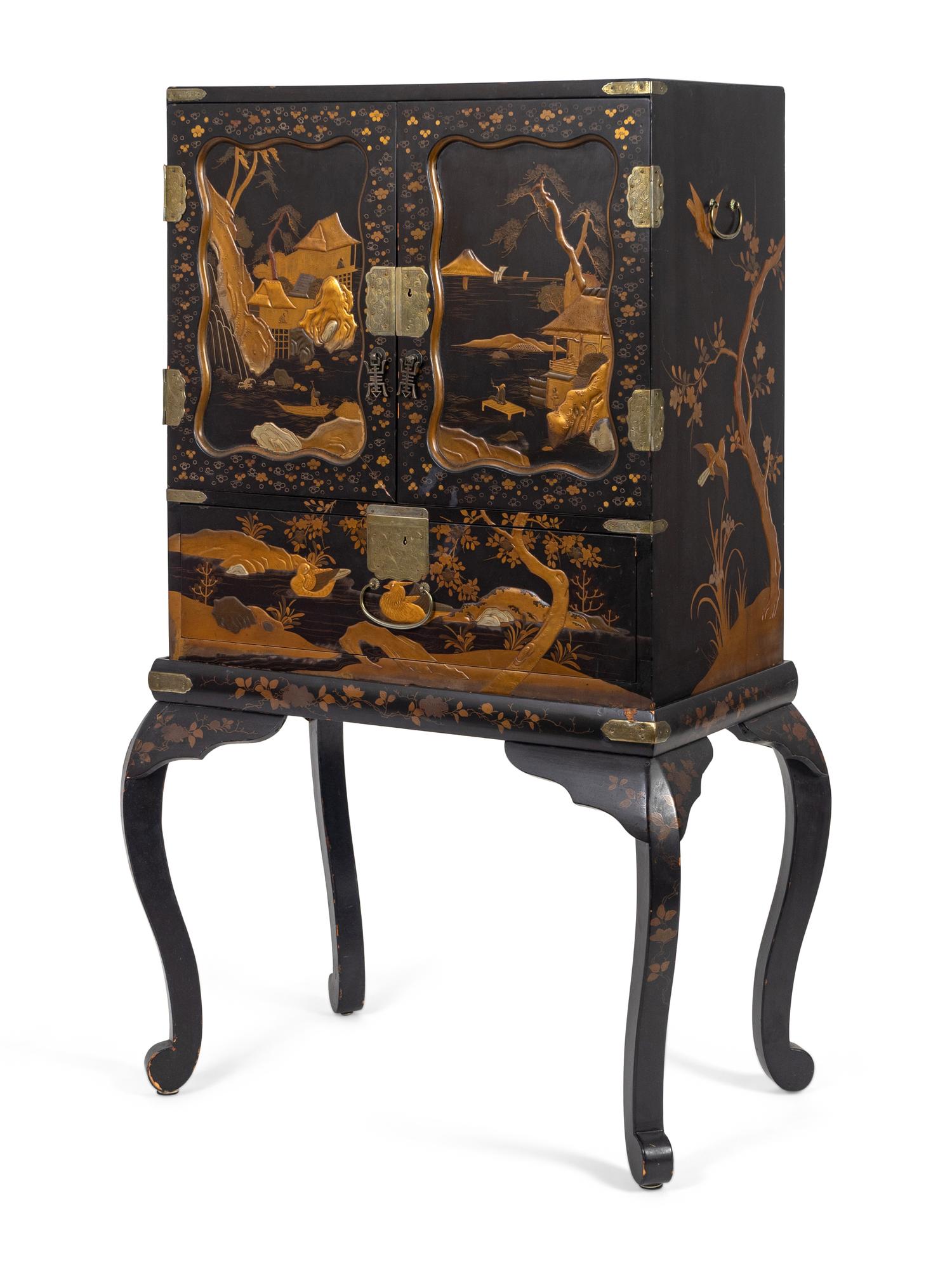 A Japanese Lacquer Cabinet on Stand — 20TH CENTURY