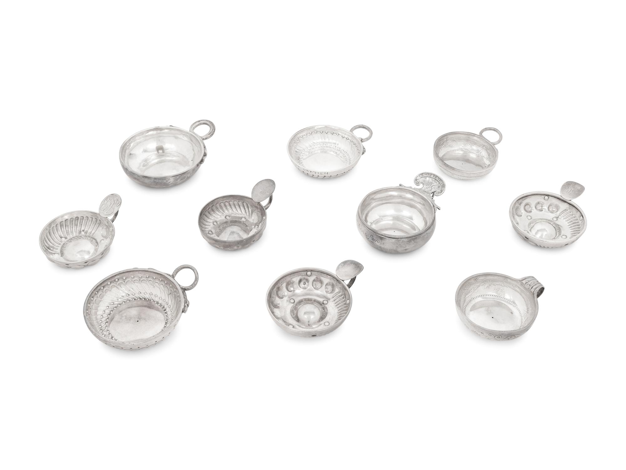 A Collection of Ten Silver-Plate Wine Tasters