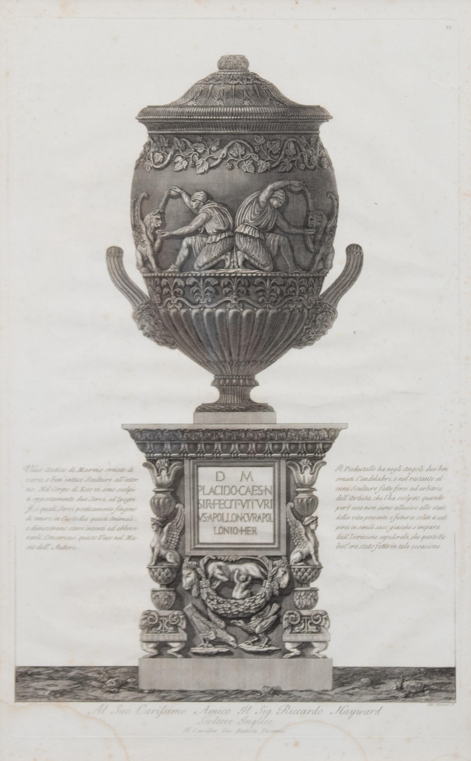 An Etching by Giovanni Battista Piranesi Plate 26 3/8 x 16 3/8 inches. — (Italian, 1720-1778)