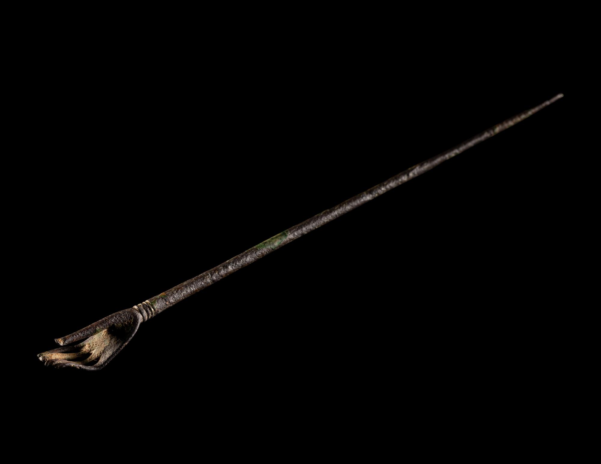 A Roman Bronze Asparagus and a Roman Bronze Hand Pin