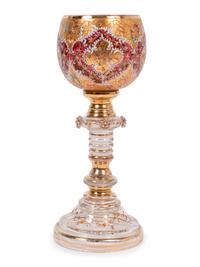 A Set of Eight Continental Enameled Glass Goblets