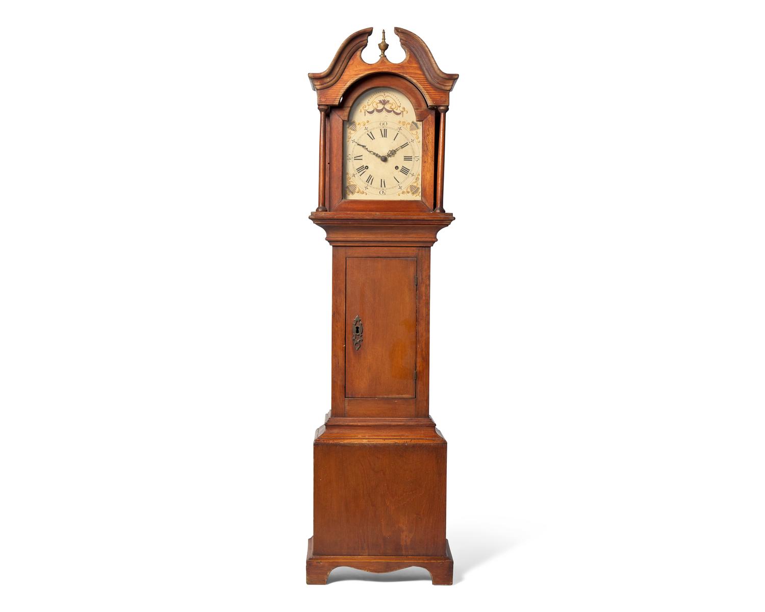 A Chippendale Style Pine and Maple Dwarf Clock
