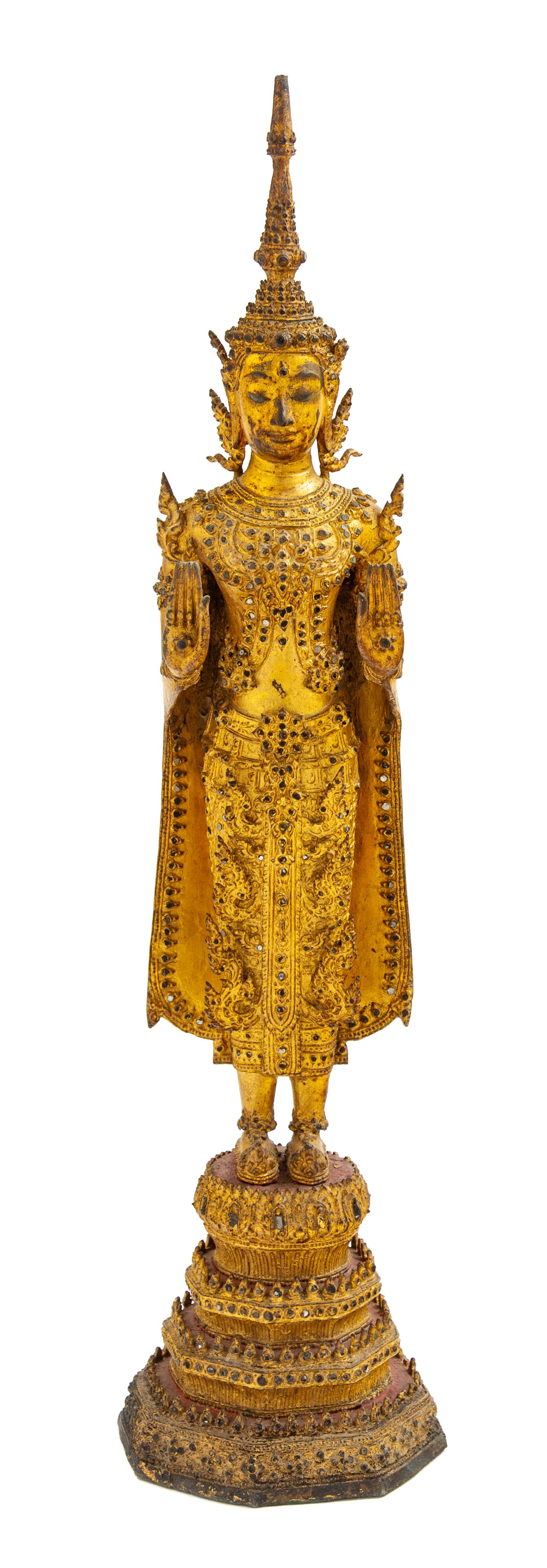 A Thai Gilt Bronze Buddha Height 21 3/4 inches. — 19TH CENTURY