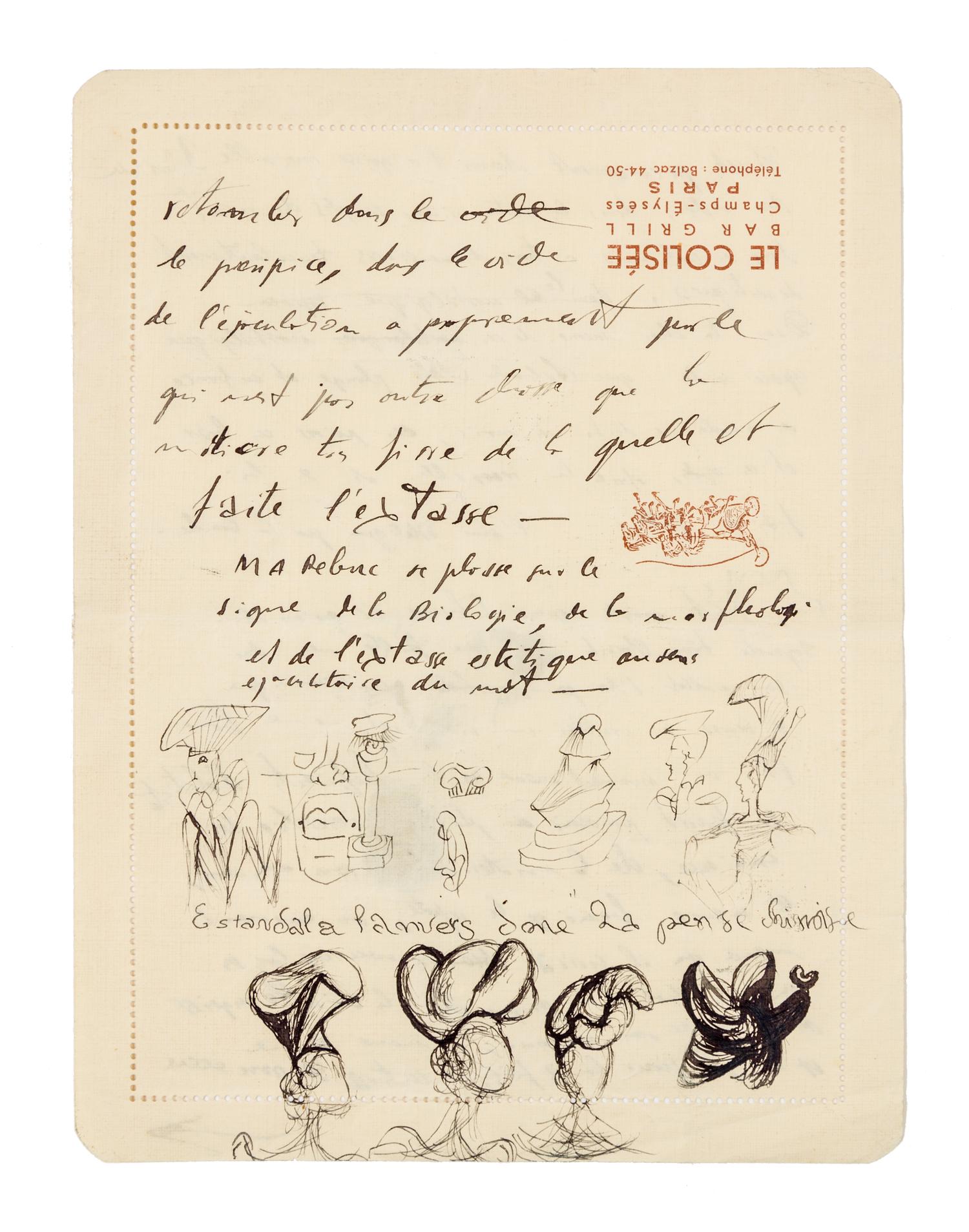 DALI, Salvador (1904-1989). Autograph manuscript signed ("Salvador Dali"), in French, to an unnamed recipient, n.p., n.d.
