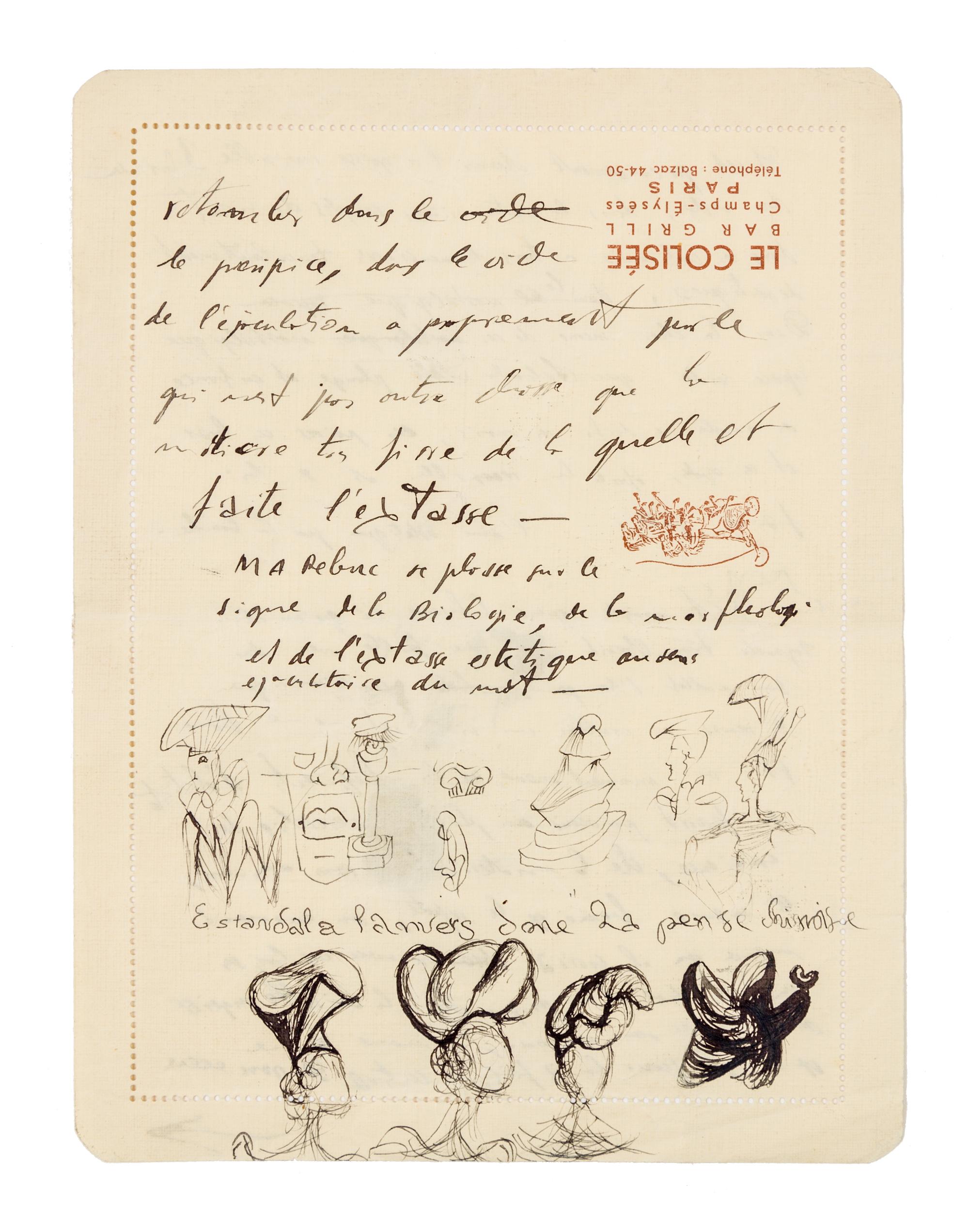 DALI, Salvador (1904-1989). Autograph manuscript signed ("Salvador Dali"), in French, to an unnamed recipient, n.p., n.d.