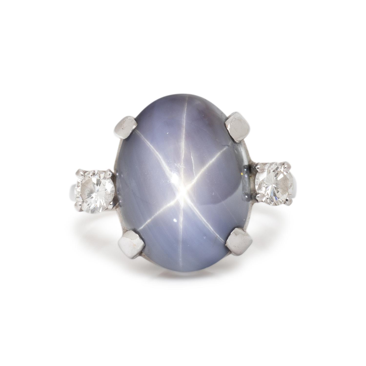STAR SAPPHIRE AND DIAMOND RING