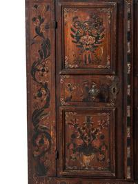 A Continental Carved and Paint Decorated Wardrobe