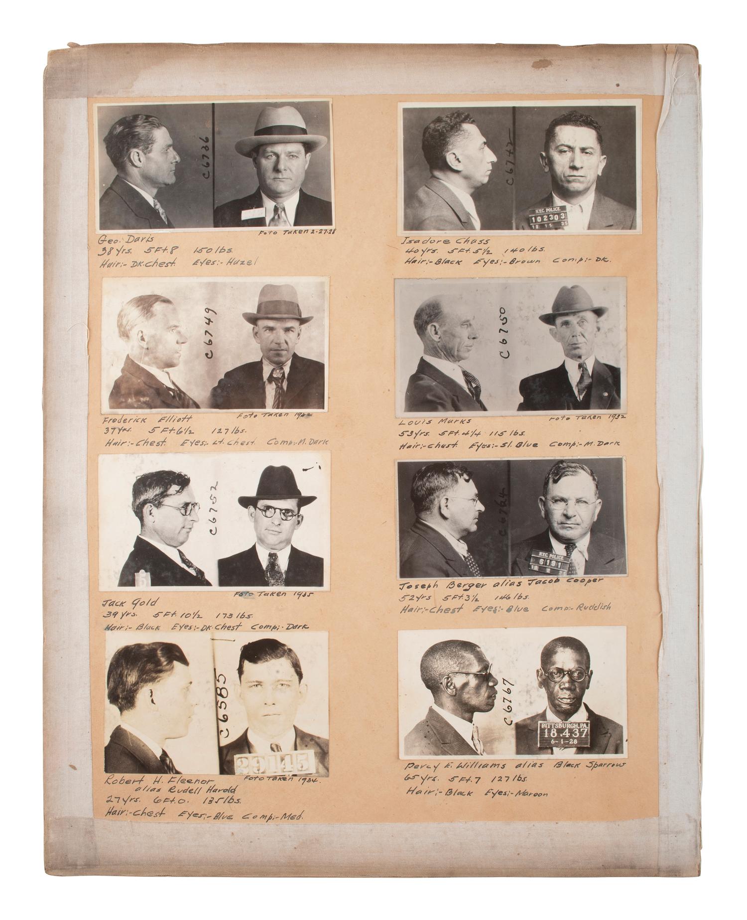 [CRIME & PUNISHMENT]. A group of mugshots, incl. African American subject. Ca 1920s-1930s.
