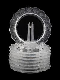 Ten Lalique Molded and Frosted Glass Honfleur Salad Plates — 20TH CENTURY