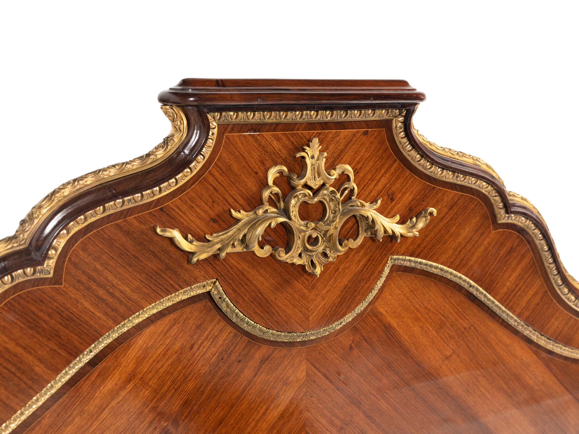 A Louis XV Style Gilt Bronze Mounted Kingwood Bed Frame