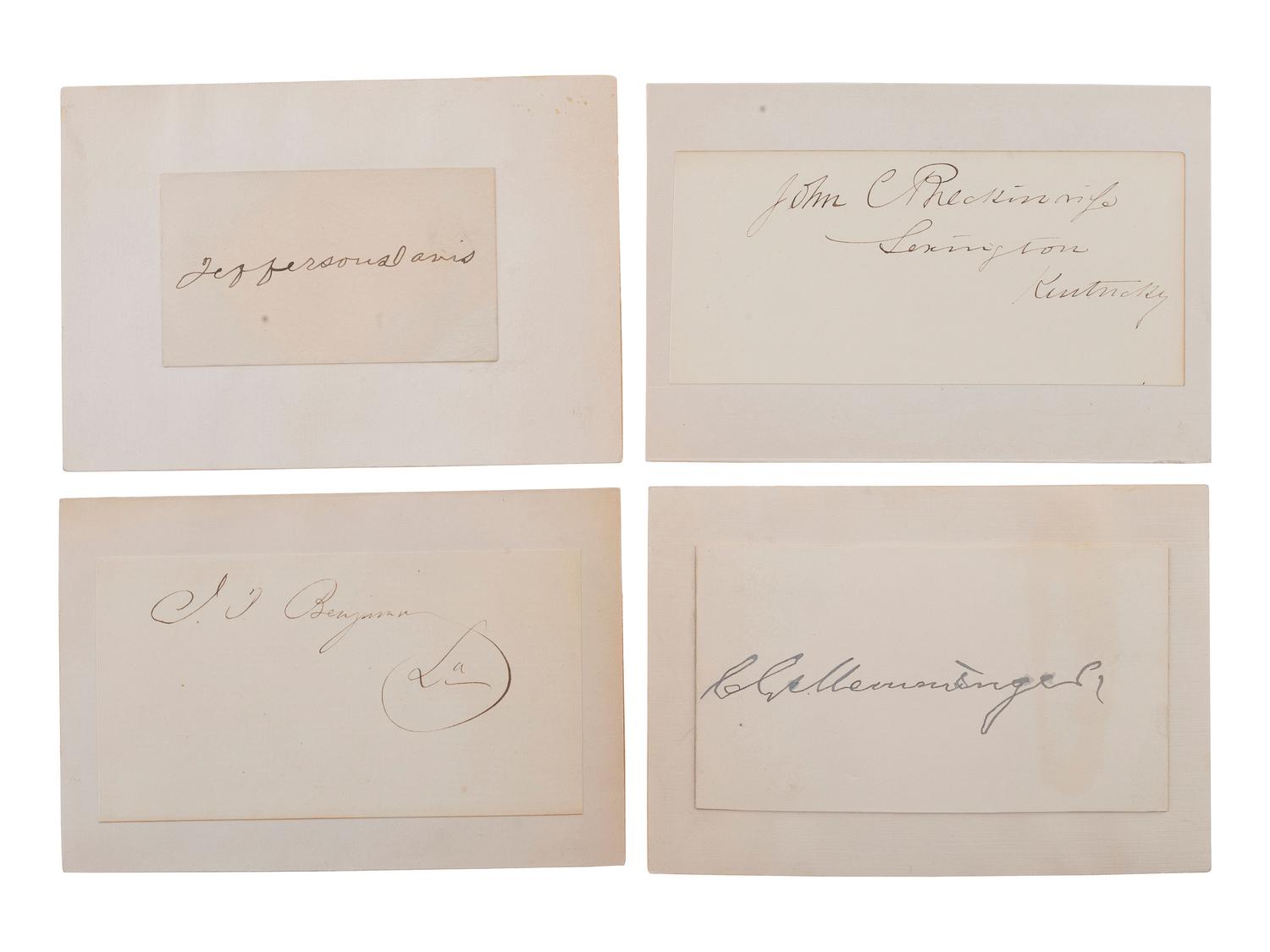[CIVIL WAR]. A group of 11 signatures of Confederate cabinet members, incl. Jefferson Davis, Judah P. Benjamin, J.C. Breckinridge, and others.