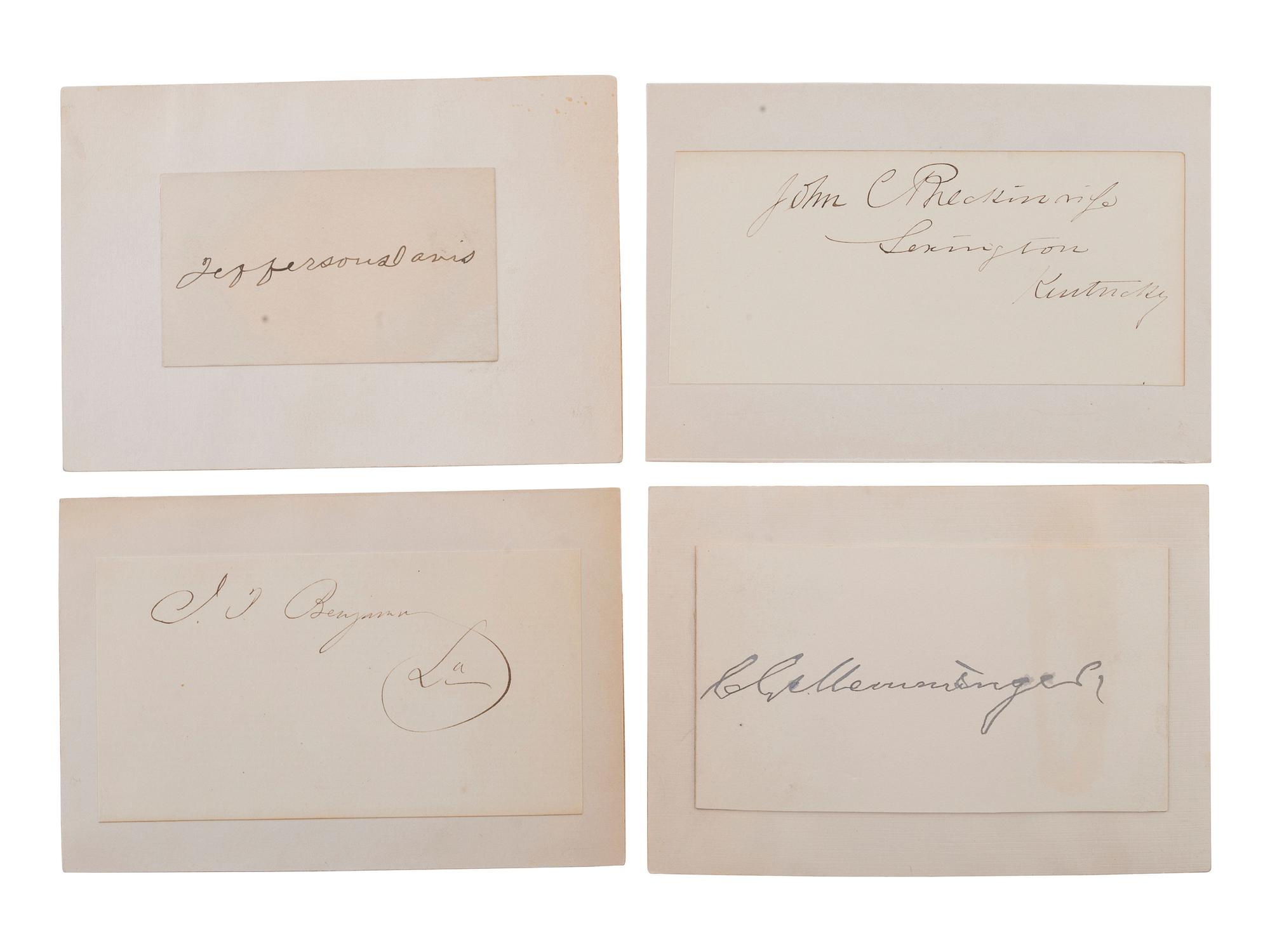 [CIVIL WAR]. A group of 11 signatures of Confederate cabinet members, incl. Jefferson Davis, Judah P. Benjamin, J.C. Breckinridge, and others.