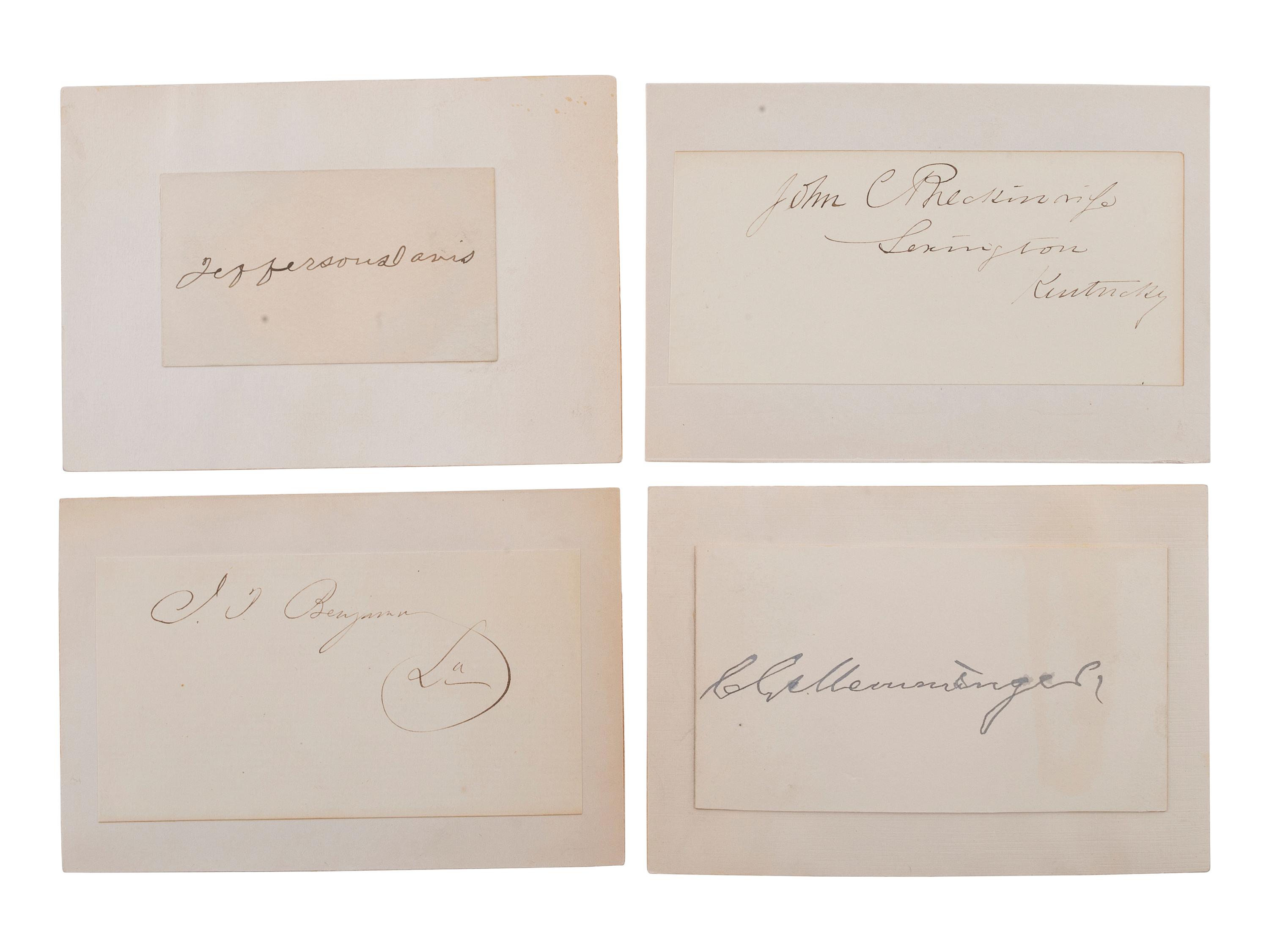 [CIVIL WAR]. A group of 11 signatures of Confederate cabinet members, incl. Jefferson Davis, Judah P. Benjamin, J.C. Breckinridge, and others.