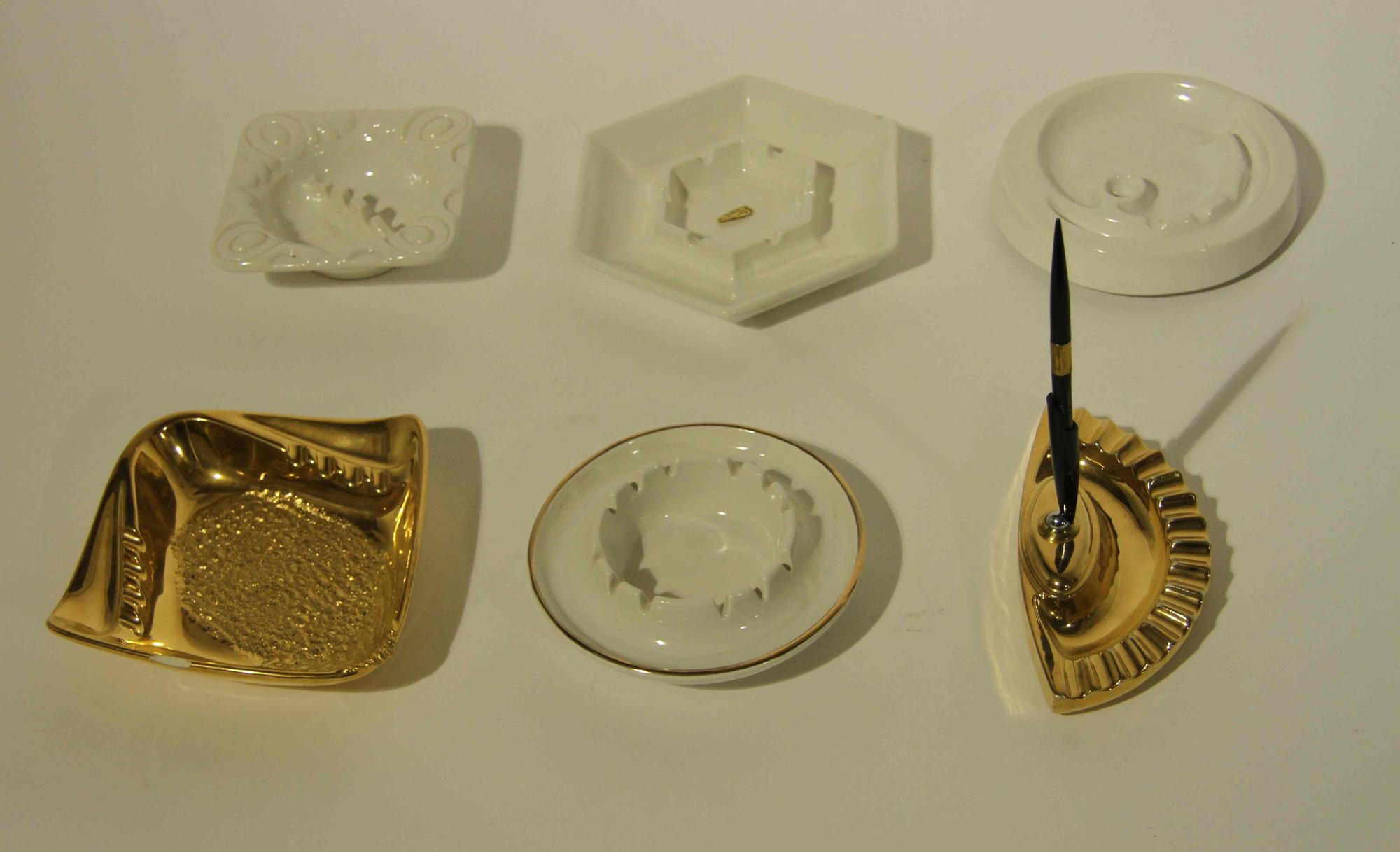 A Collection of Twenty-Three Haeger Pottery Ash Receivers Width of widest 7 7/8 inches.