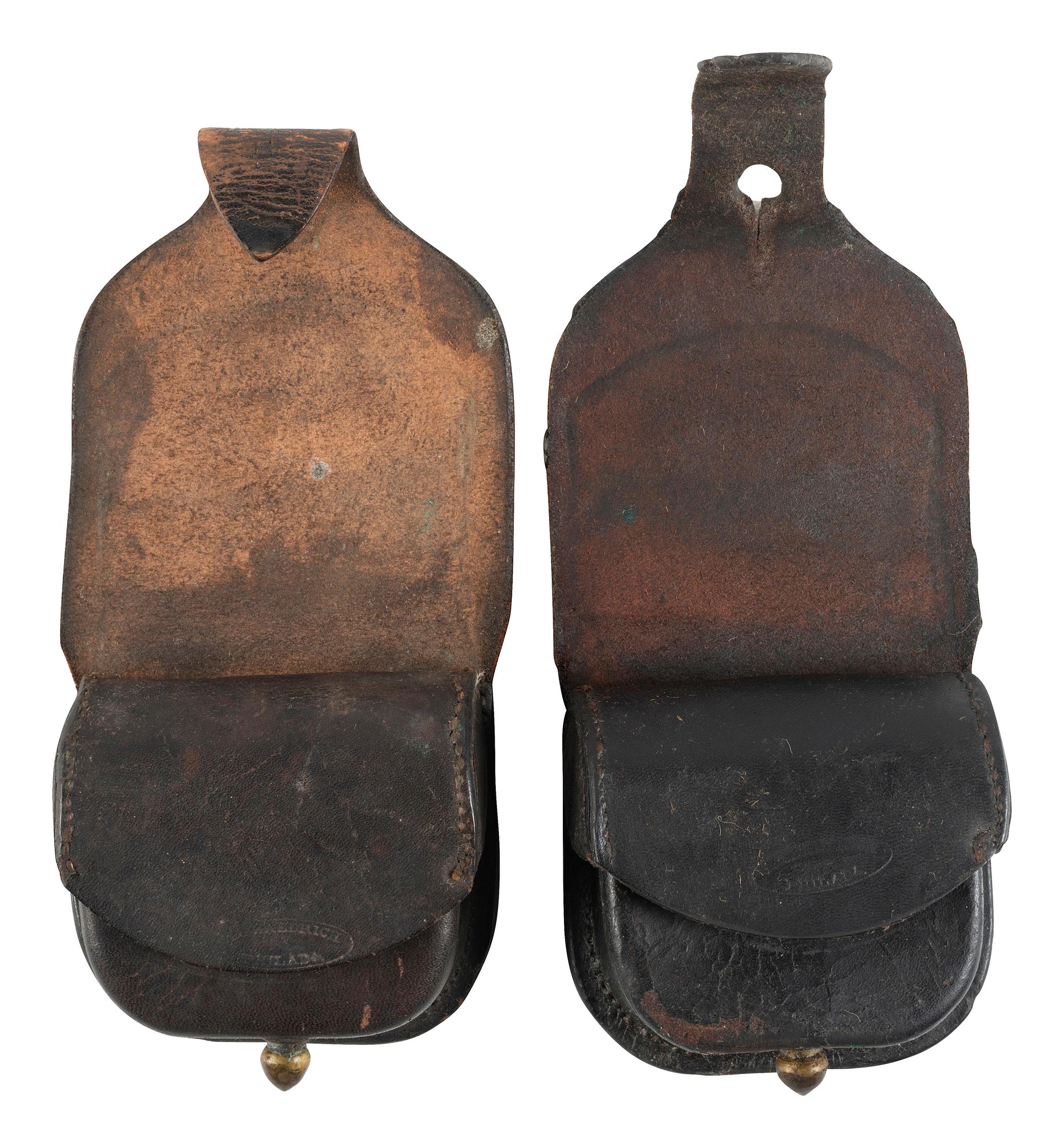 [CIVIL WAR]. A group of 2 federal cap pouches by H.G. Haedrich, Philadelphia, PA.