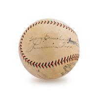 A Legendary Signed Autographed Baseball Featuring Babe Ruth, Hank Aaron, Lou Gehrig, Jimmie Foxx, Al Simmons, Connie Mack, Lefty Grove and George Earnshaw (Beckett Authentication Services)