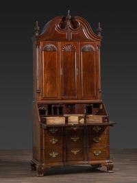 A Kindel Chippendale Revival Shell-and-Block Front Desk-and-Bookcase