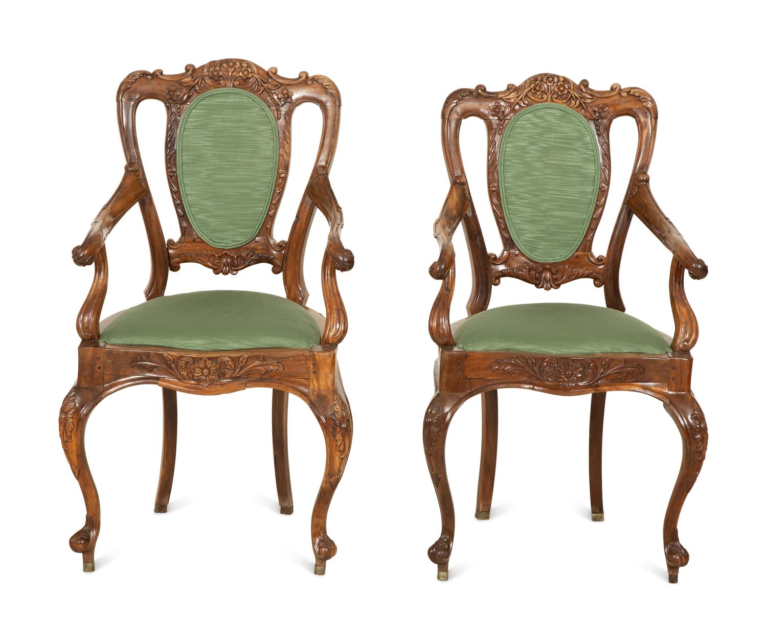 A Pair of Anglo-Colonial Tamarind Wood Armchairs