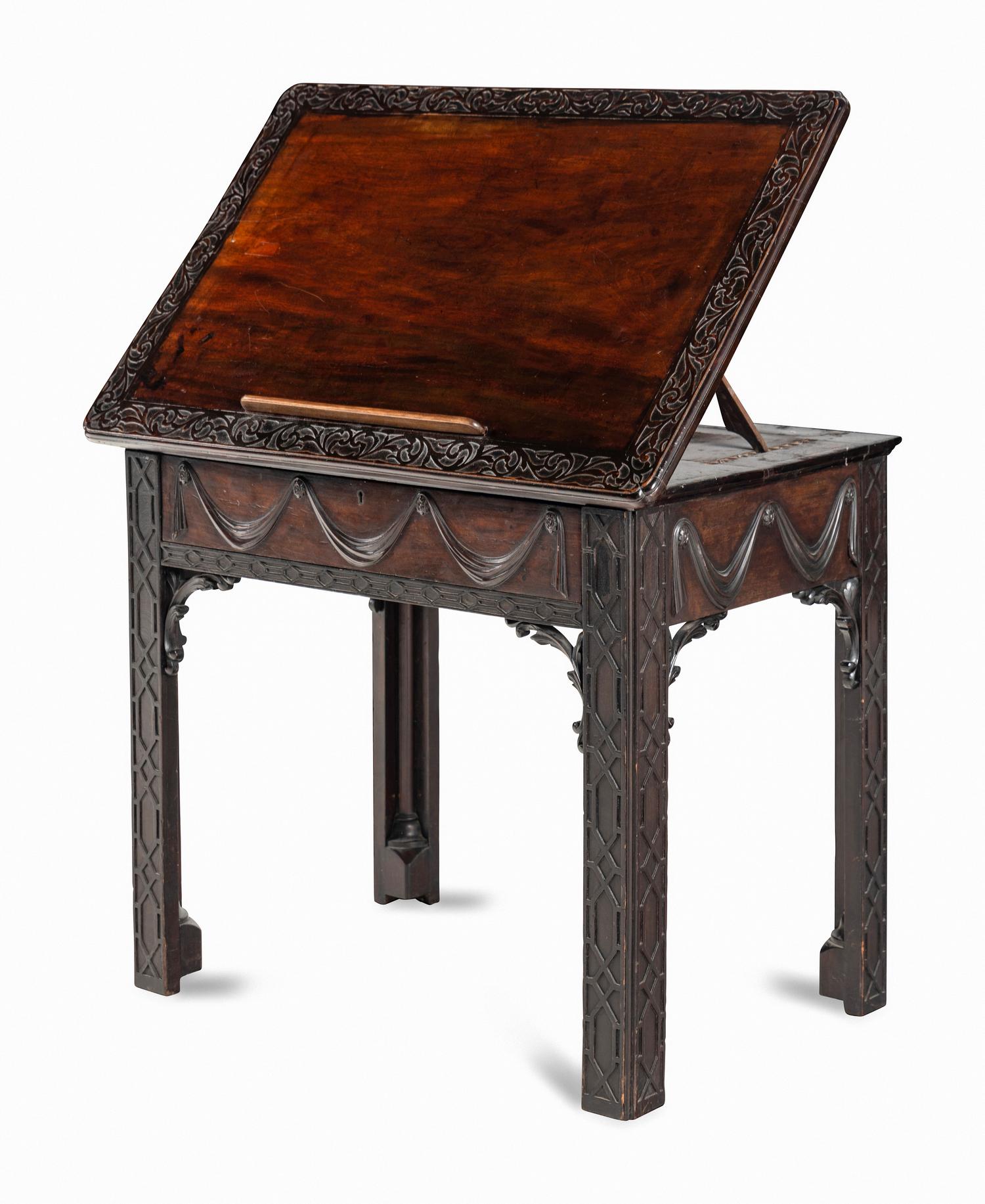 A George III Carved Mahogany Architect's Desk