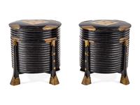 A Pair of Japanese Brass-Mounted Black Lacquer Boxes