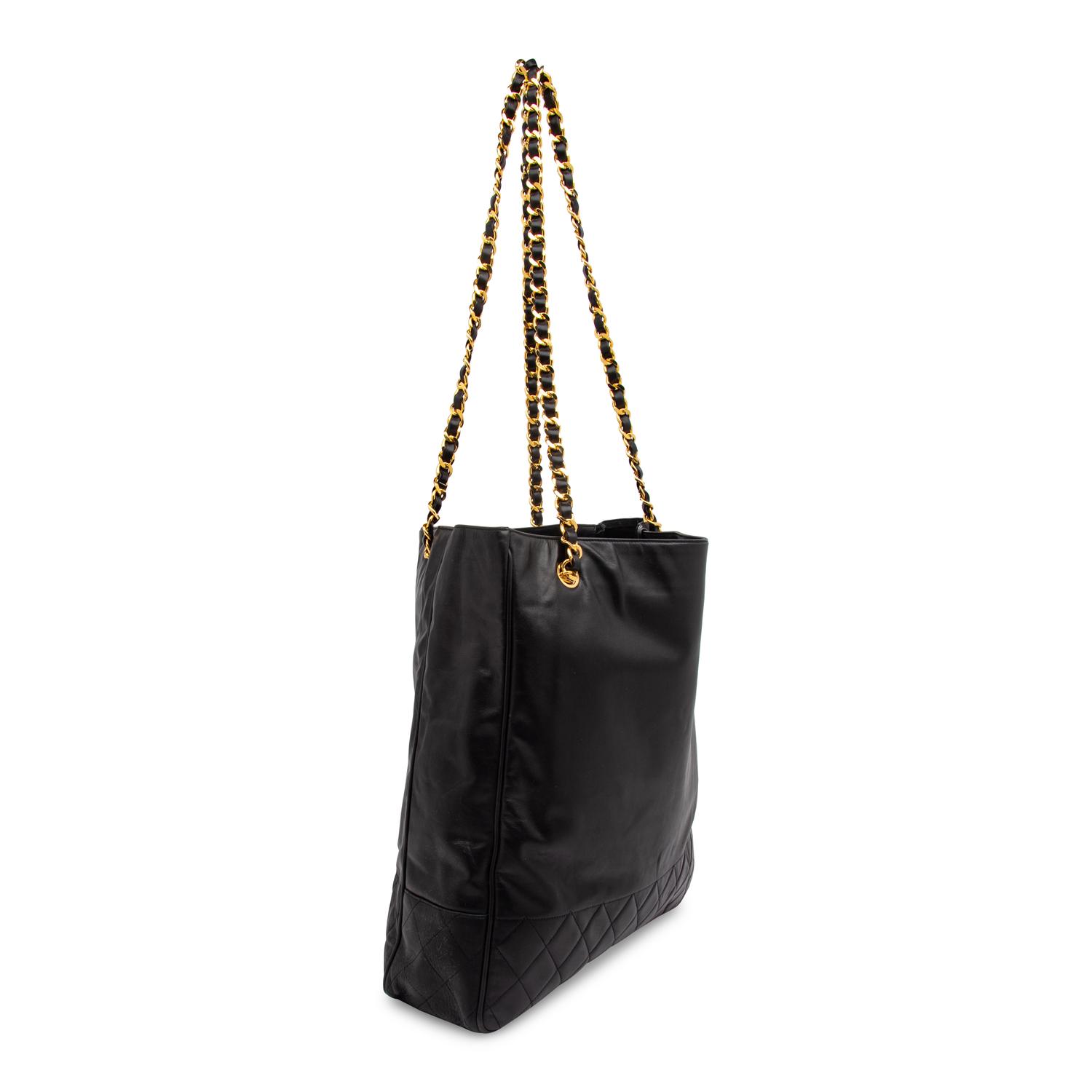 Chanel, Large Black Leather Tote