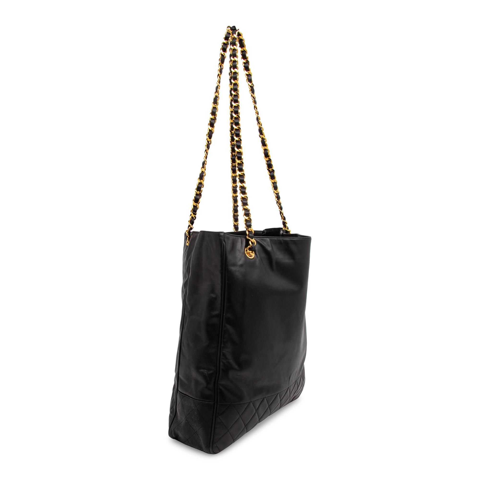 Chanel, Large Black Leather Tote