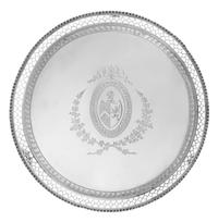 A George III Silver Salver, Richard Rugg I, London, 1773, having a gadrooned rim surrounding a pierced and foliate decorated border, ce