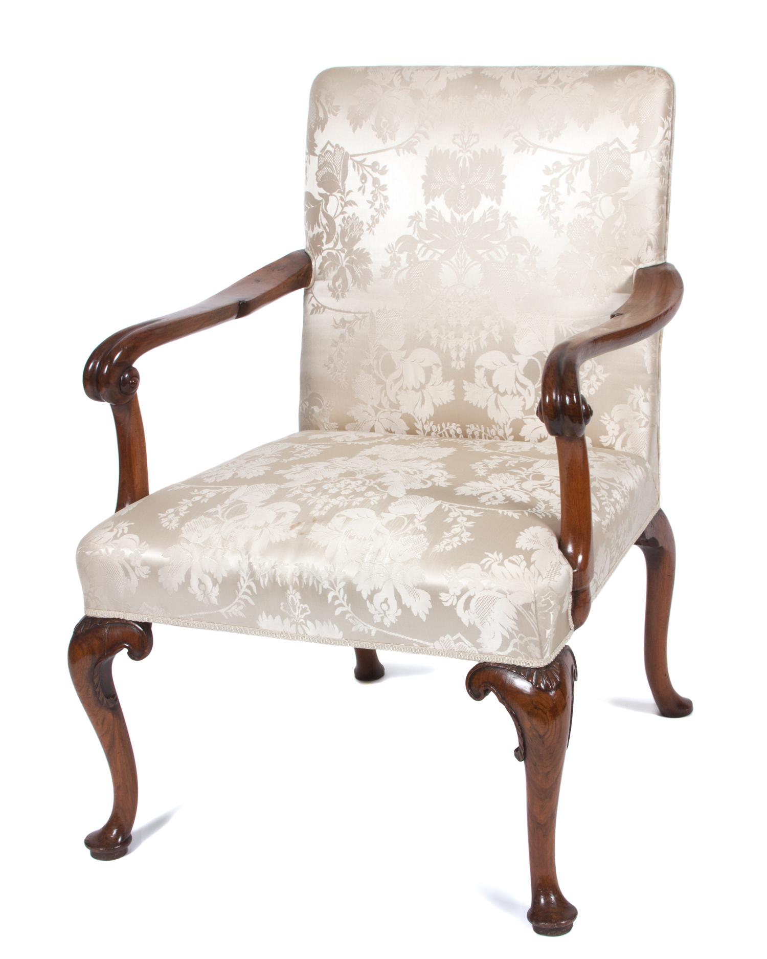 A Georgian Mahogany Open Armchair Height 37 1/2 inches.
