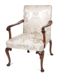A Georgian Mahogany Open Armchair Height 37 1/2 inches.
