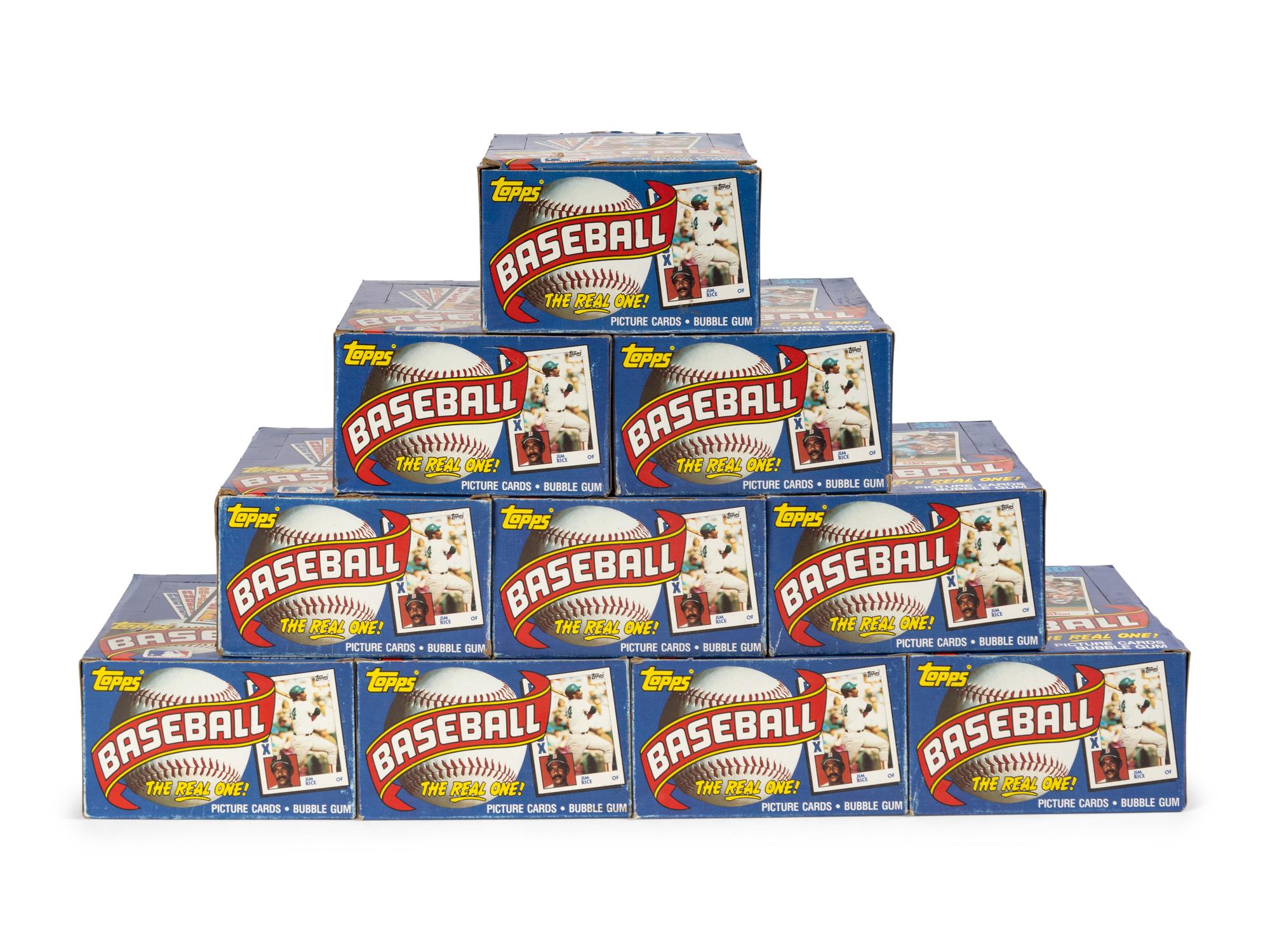A Group of 10 Case Fresh Wax Boxes of 1984 Topps Baseball Cards