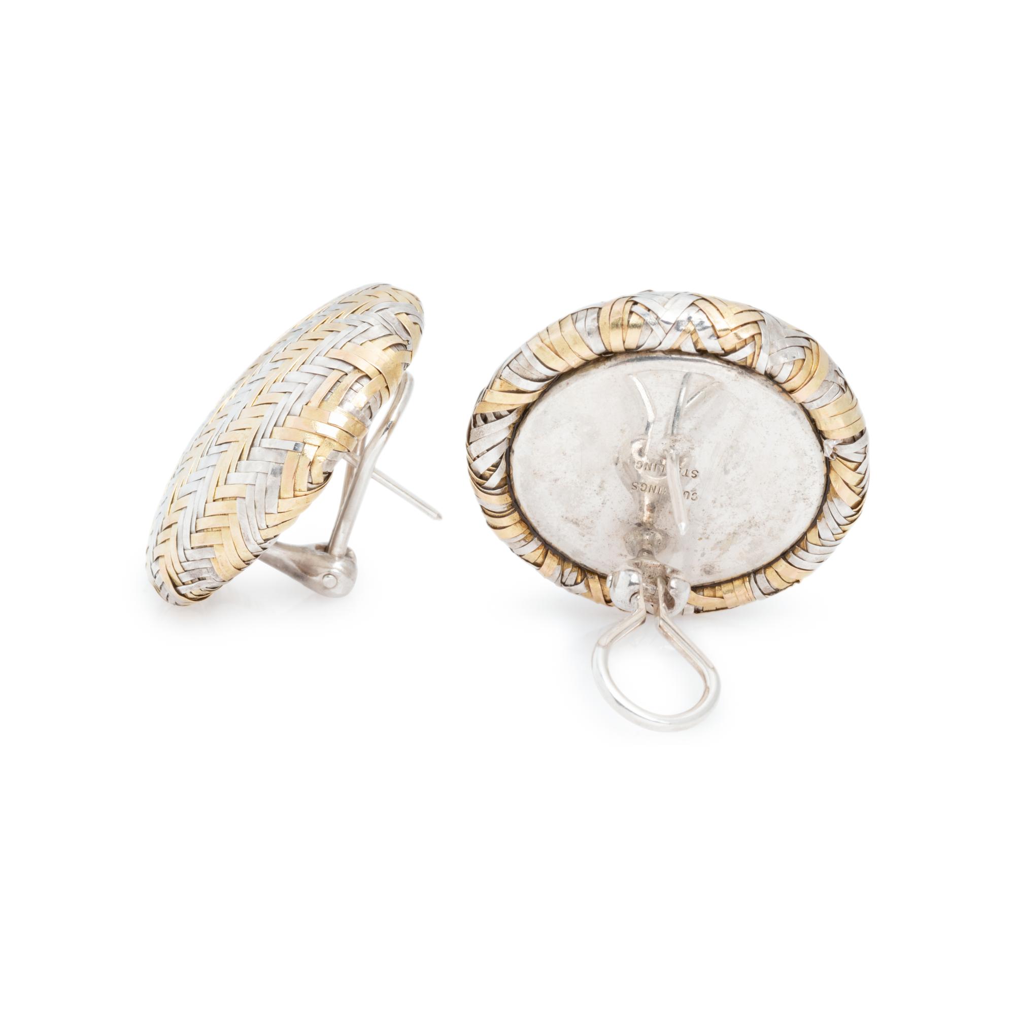 ANGELA CUMMINGS, STERLING SILVER AND YELLOW GOLD EARCLIPS