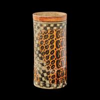 A Maya Polychrome Cylinder Vessel