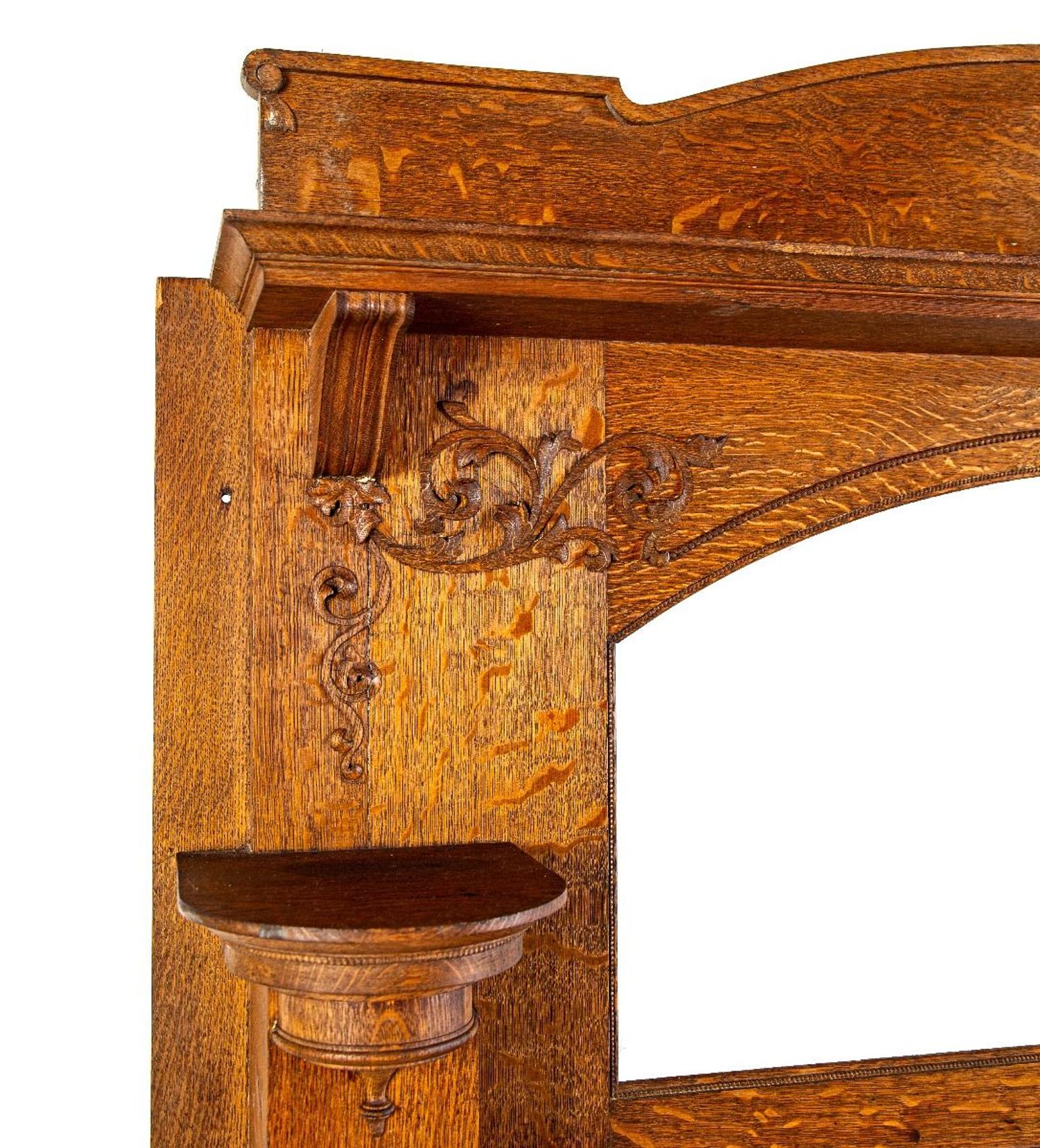 An American Quarter Sawn Oak Fireplace Mantel