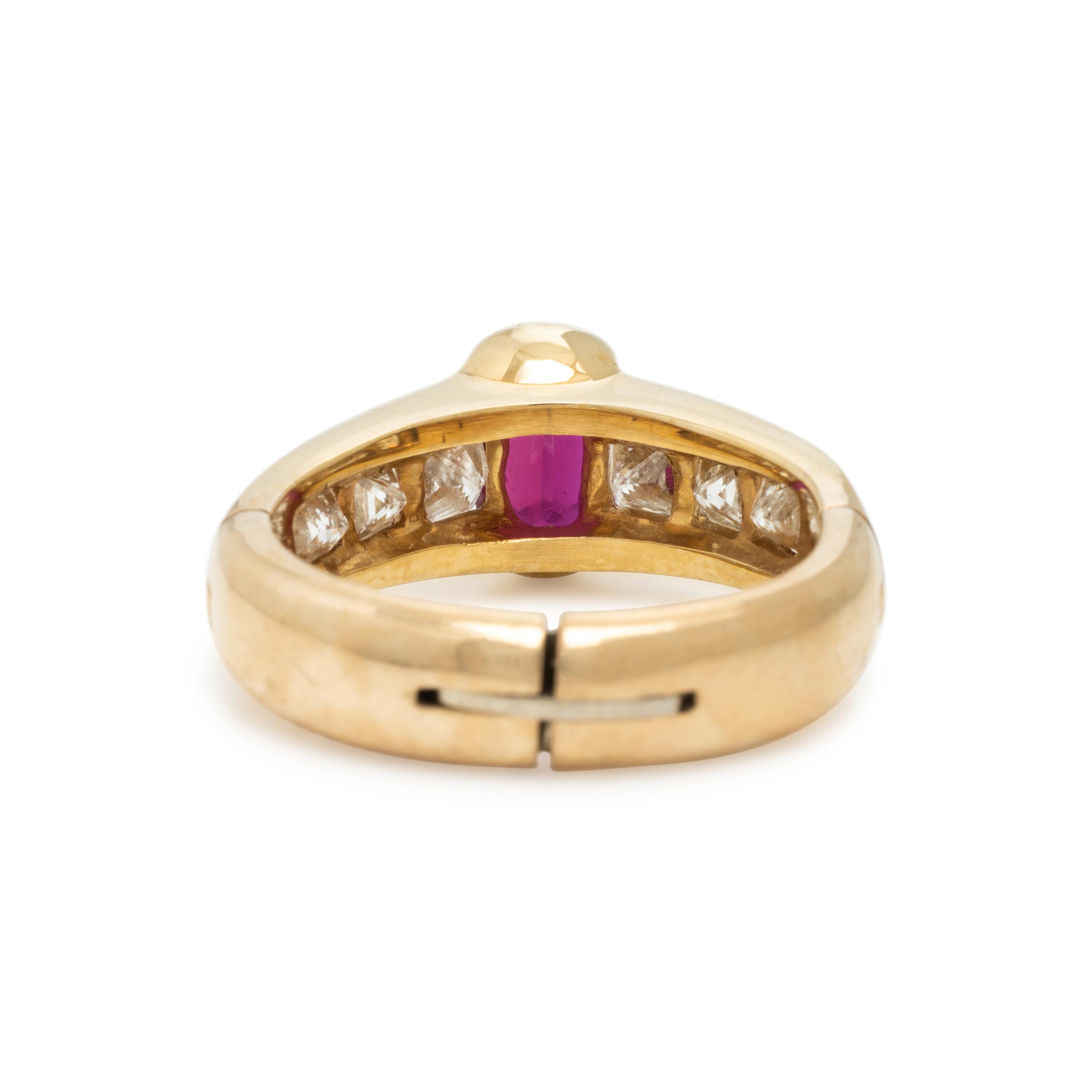 Ruby, Diamond, and Yellow Gold Ring
