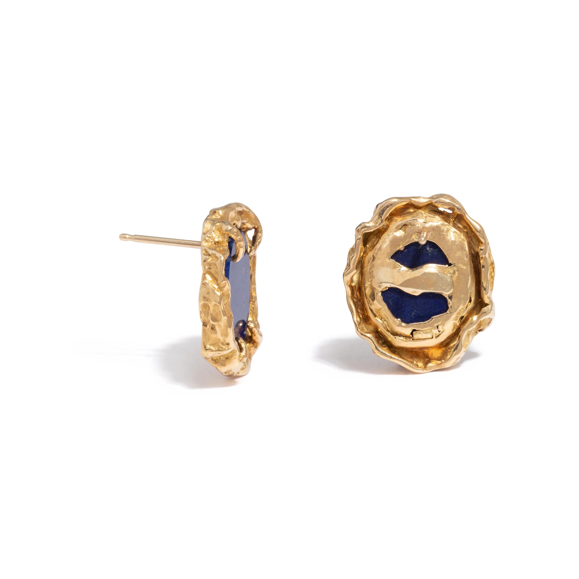 ARTHUR KING, LAPIS LAZULI AND YELLOW GOLD EARRINGS