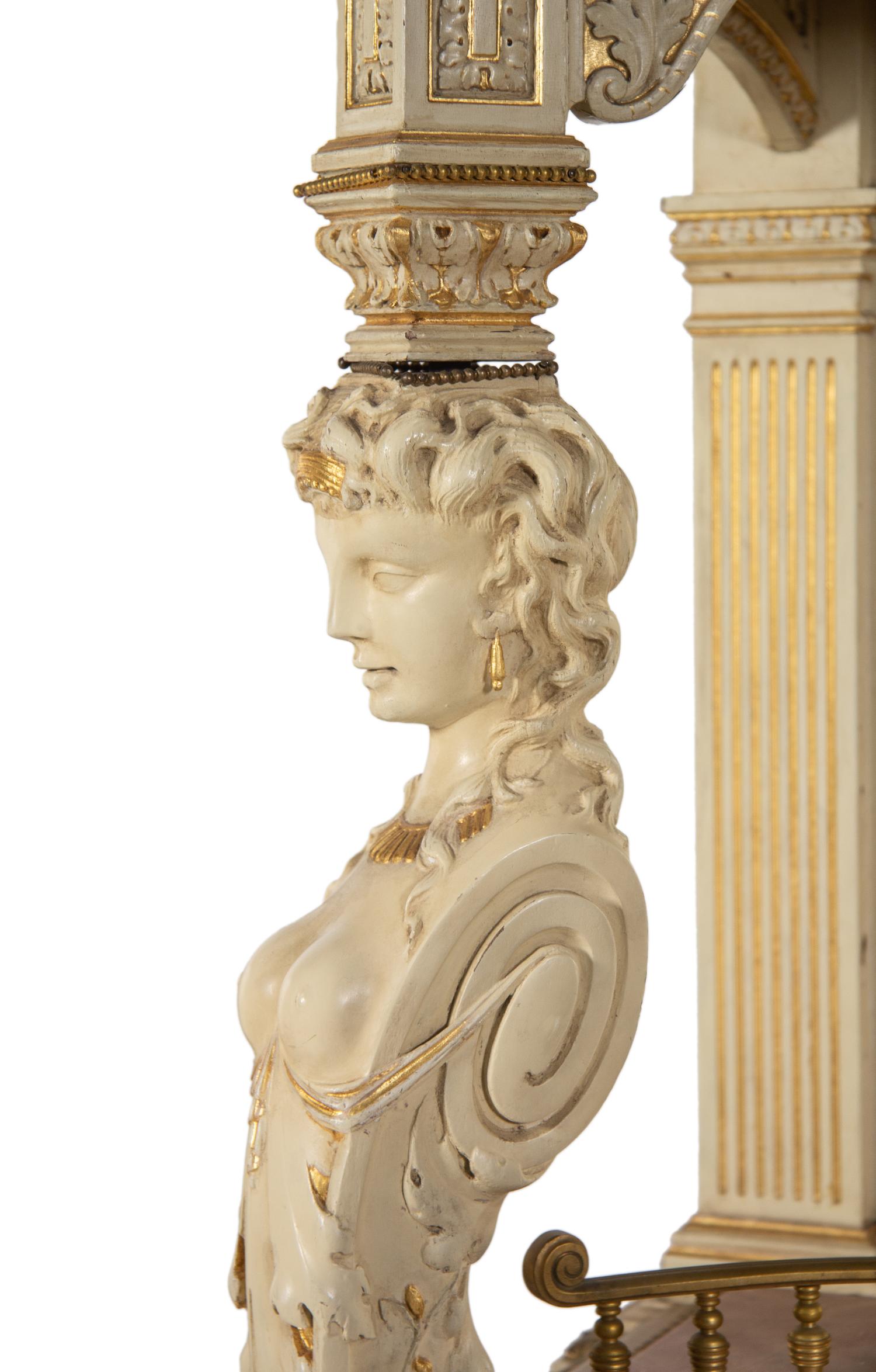 A Fine Renaissance Revival Parcel Gilt and Ivory-Painted Cabinet