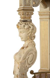 A Fine Renaissance Revival Parcel Gilt and Ivory-Painted Cabinet