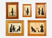 Auguste Edouart (1789-1861), A Group of Five Silhouette Profile Portraits, dates ranging 1828-1842