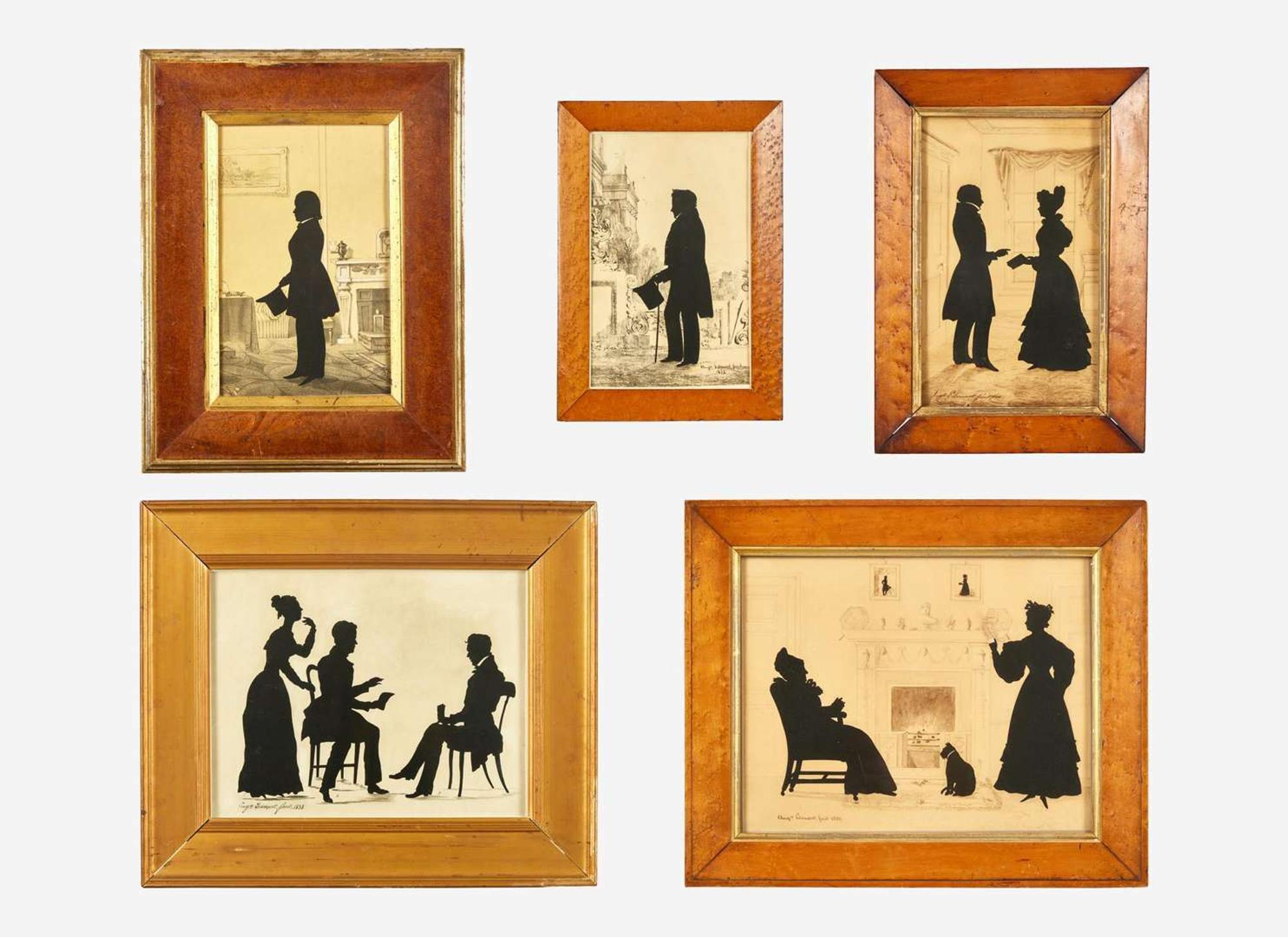 Auguste Edouart (1789-1861), A Group of Five Silhouette Profile Portraits, dates ranging 1828-1842