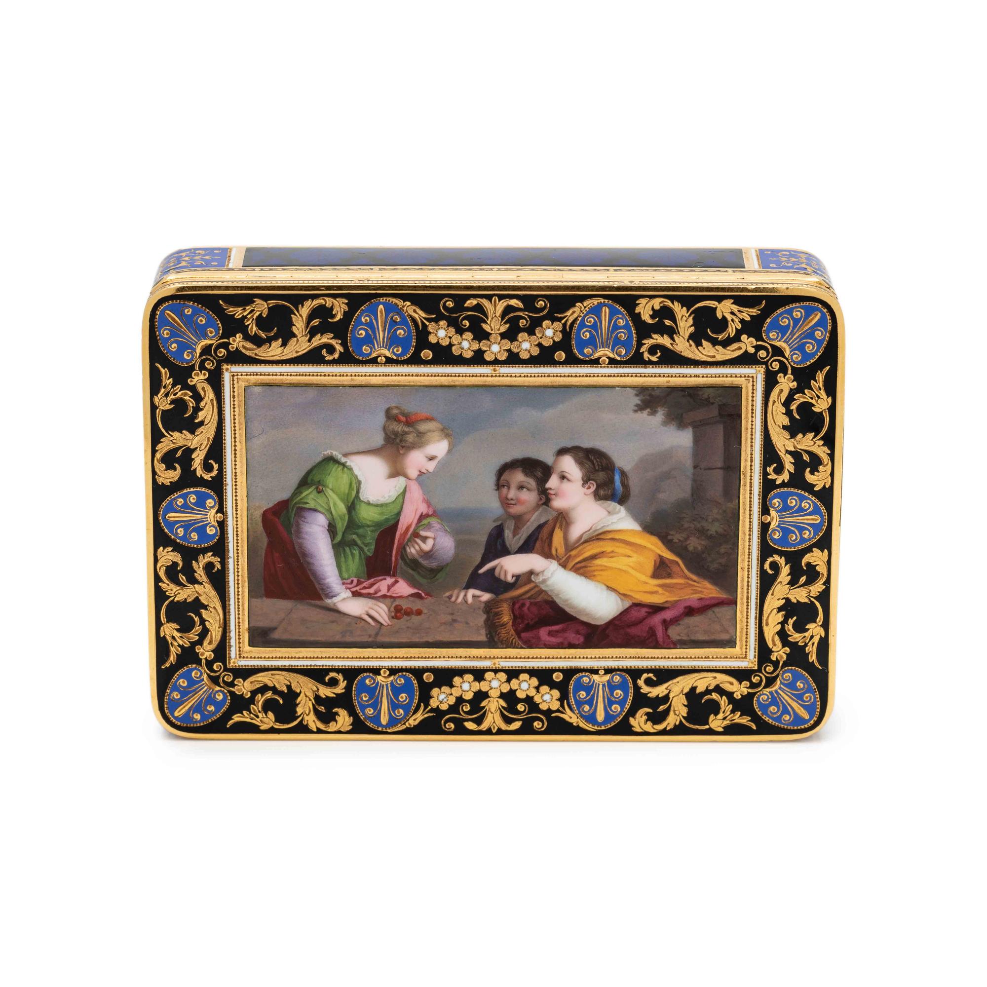 A Gold and Enamel Decorated Snuff Box