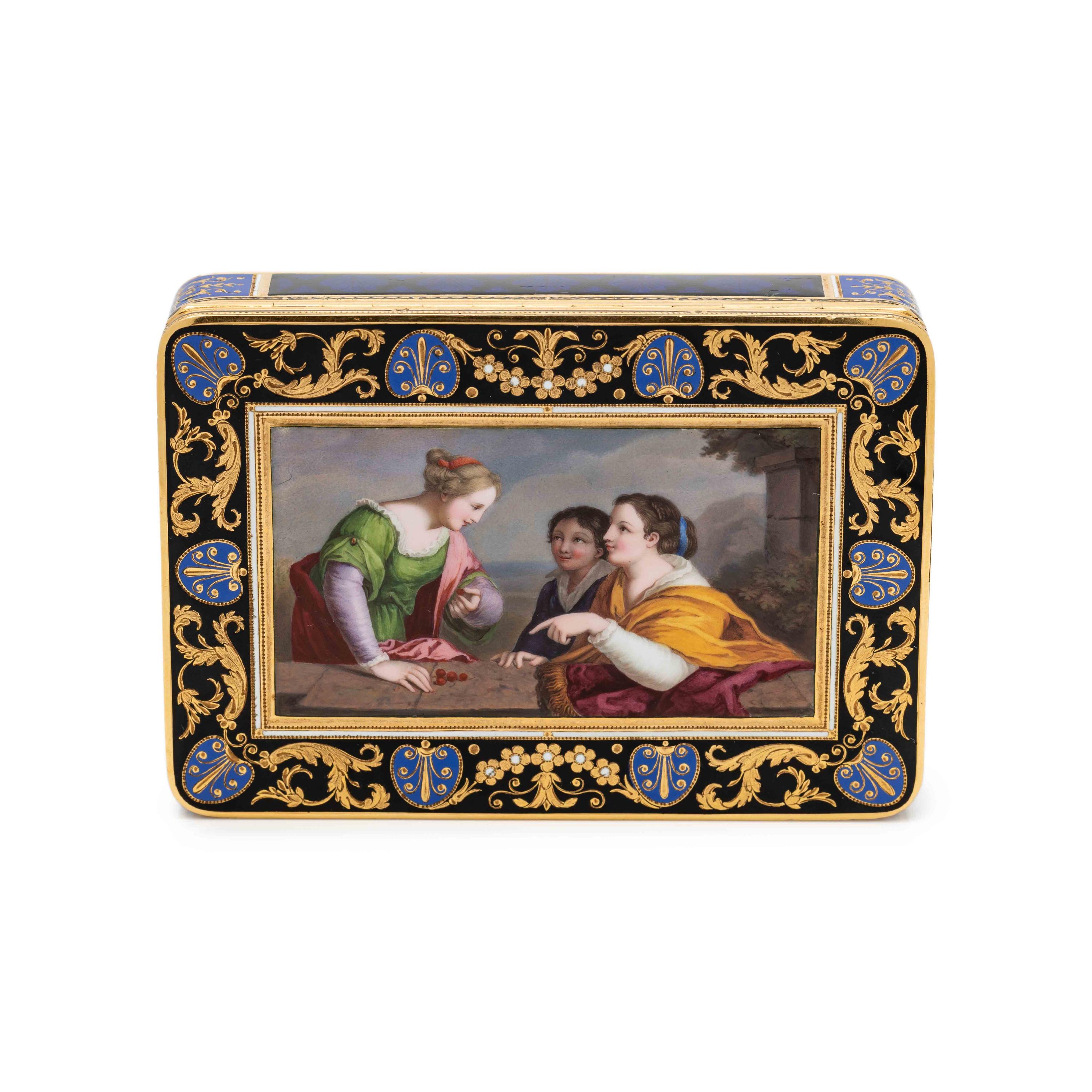 A Gold and Enamel Decorated Snuff Box