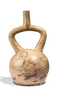 A Moche Fineline Stirrup Vessel