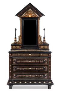 A North Italian Bone Inlaid and Parcel Ebonized Chest of Drawers Height 90 x width 48 x depth 24 inches. — 19TH CENTURY