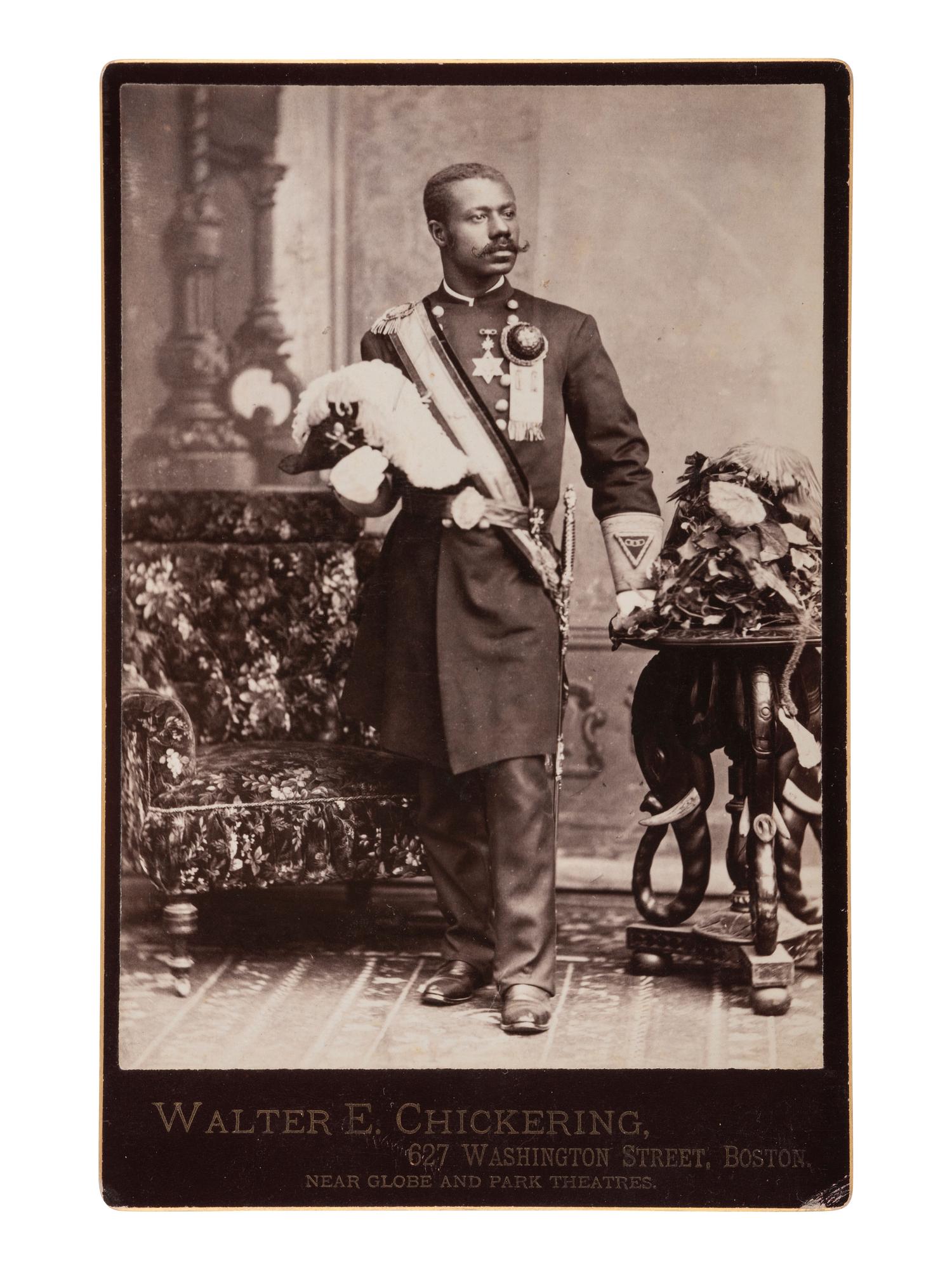 [EARLY PHOTOG.] 2 portraits of Black fraternal subjects, incl. cabinet card by Chickering of Boston