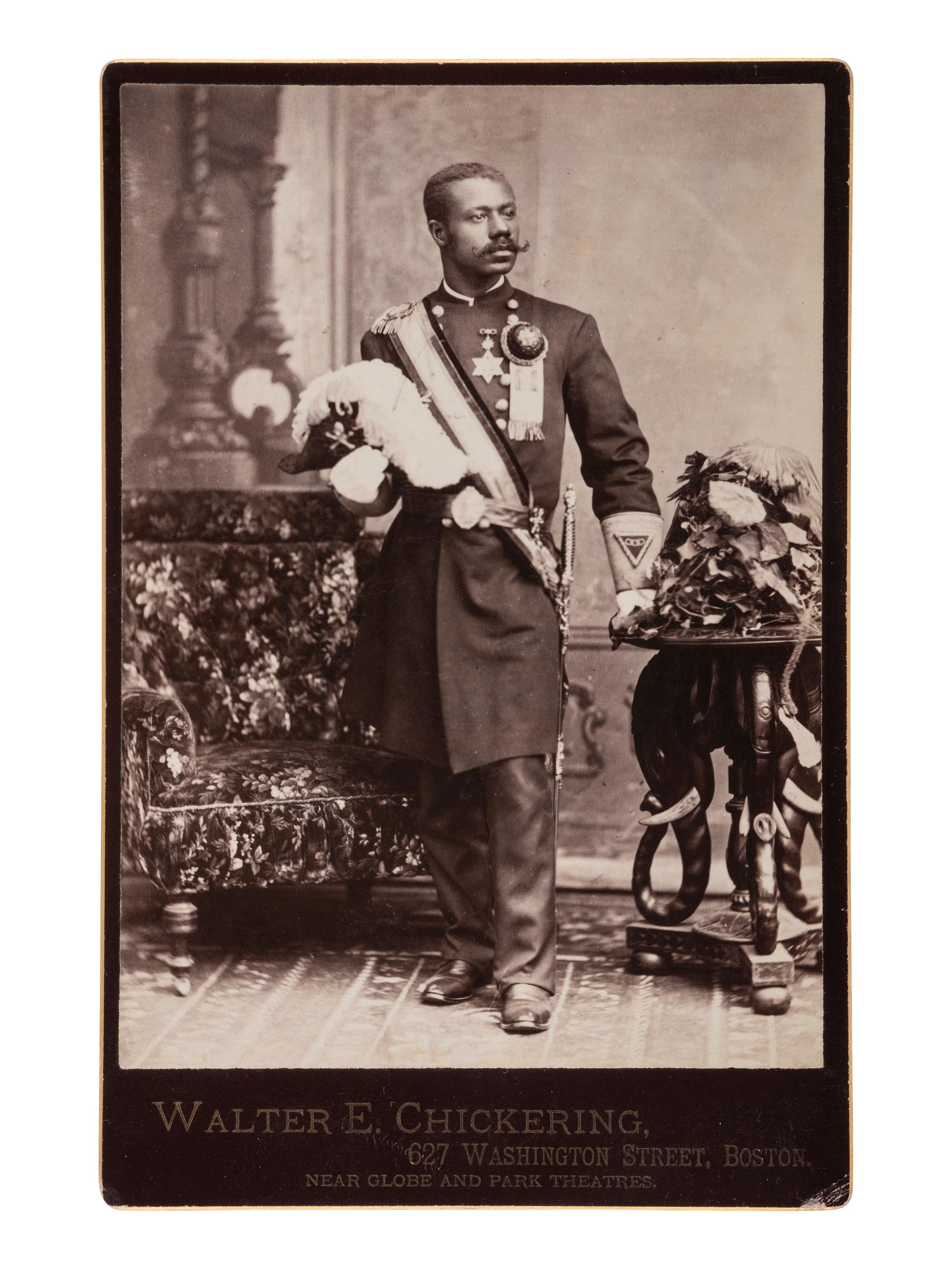 [EARLY PHOTOG.] 2 portraits of Black fraternal subjects, incl. cabinet card by Chickering of Boston
