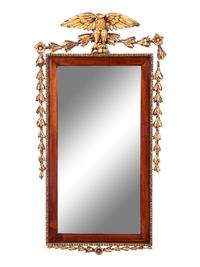 A Federal Style Parcel Gilt Mahogany Eagle-Mounted Looking Glass