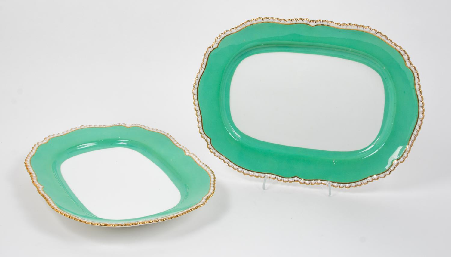 A Pair of English Porcelain Platters Length 15 3/4 inches. — 19TH CENTURY