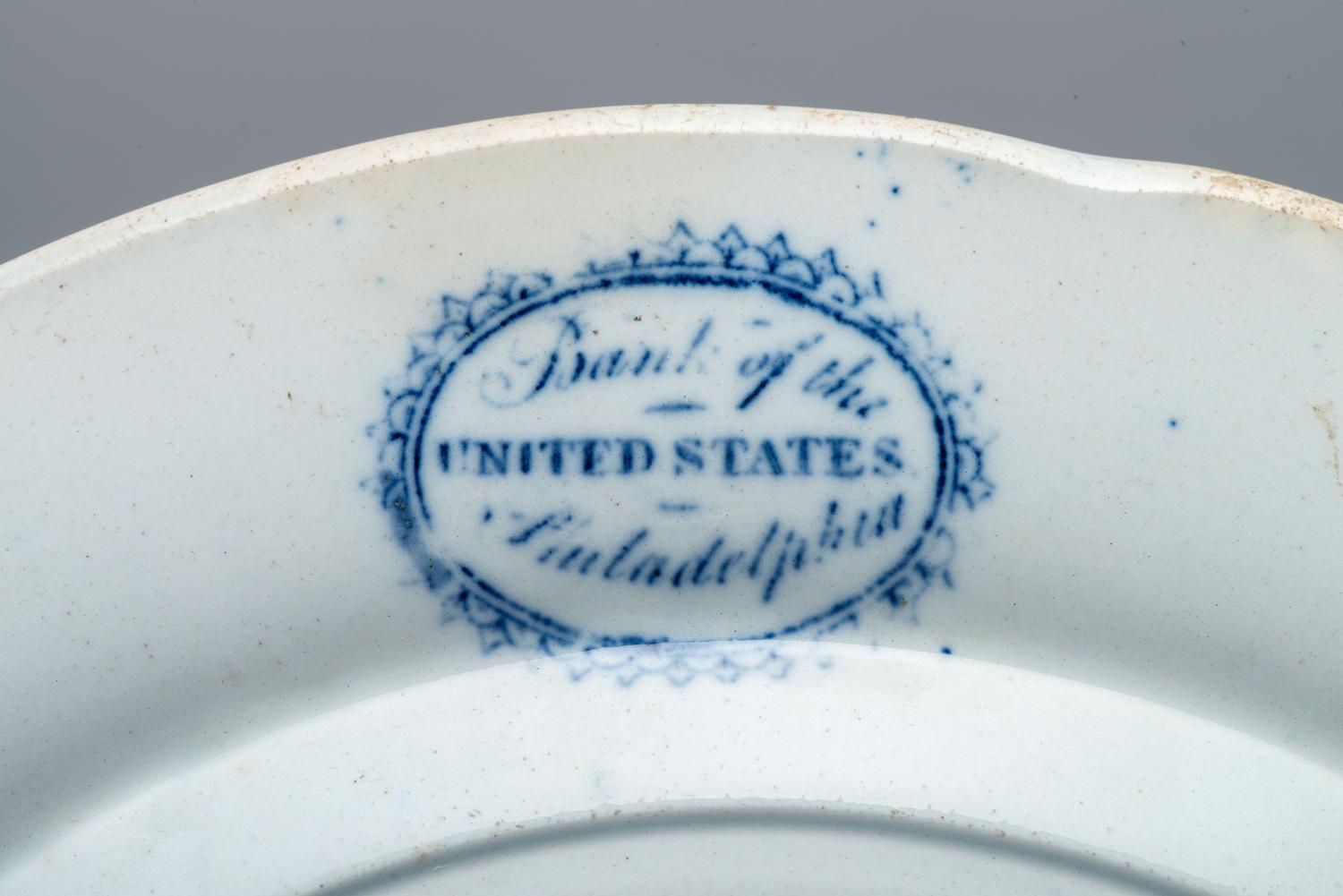 Four Historical Blue Staffordshire Plates of Philadelphia Interest