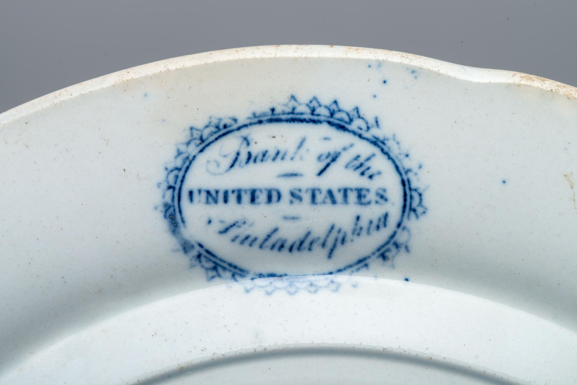 Four Historical Blue Staffordshire Plates of Philadelphia Interest